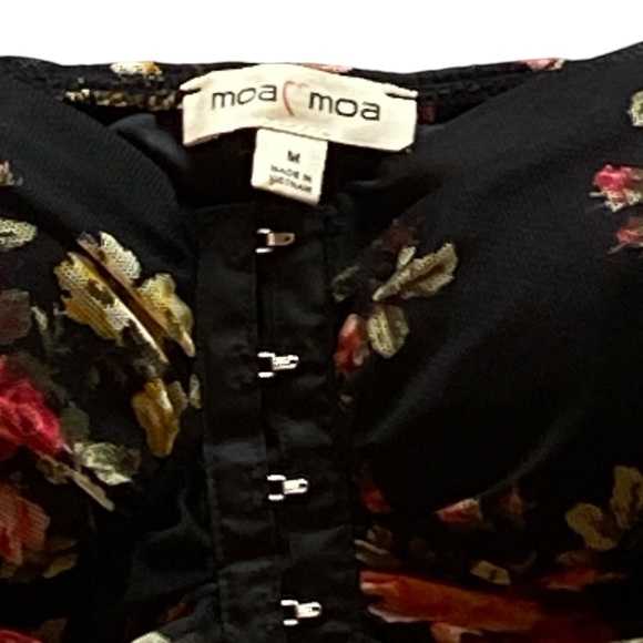 Moa Moa Black Floral Corset Top Hook & Eye Adjustable Size M Great Condition! - Picture 4 of 9